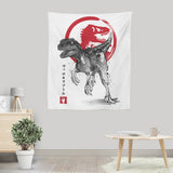 Velociraptor Sumi-e - Wall Tapestry