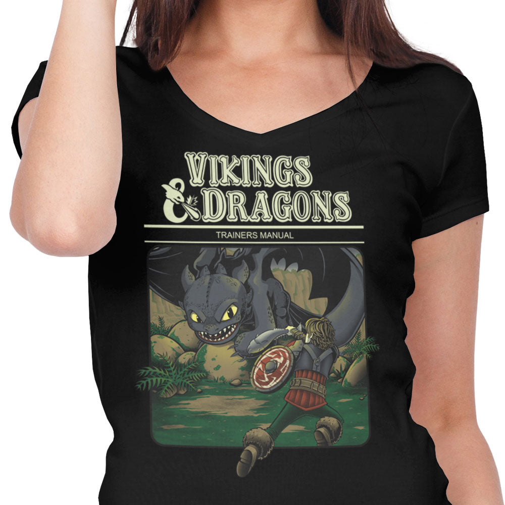 Vikings and Dragons - Women's V-Neck