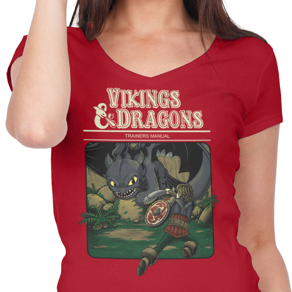 Vikings and Dragons - Women's V-Neck