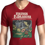 Vikings and Dragons - Men's V-Neck