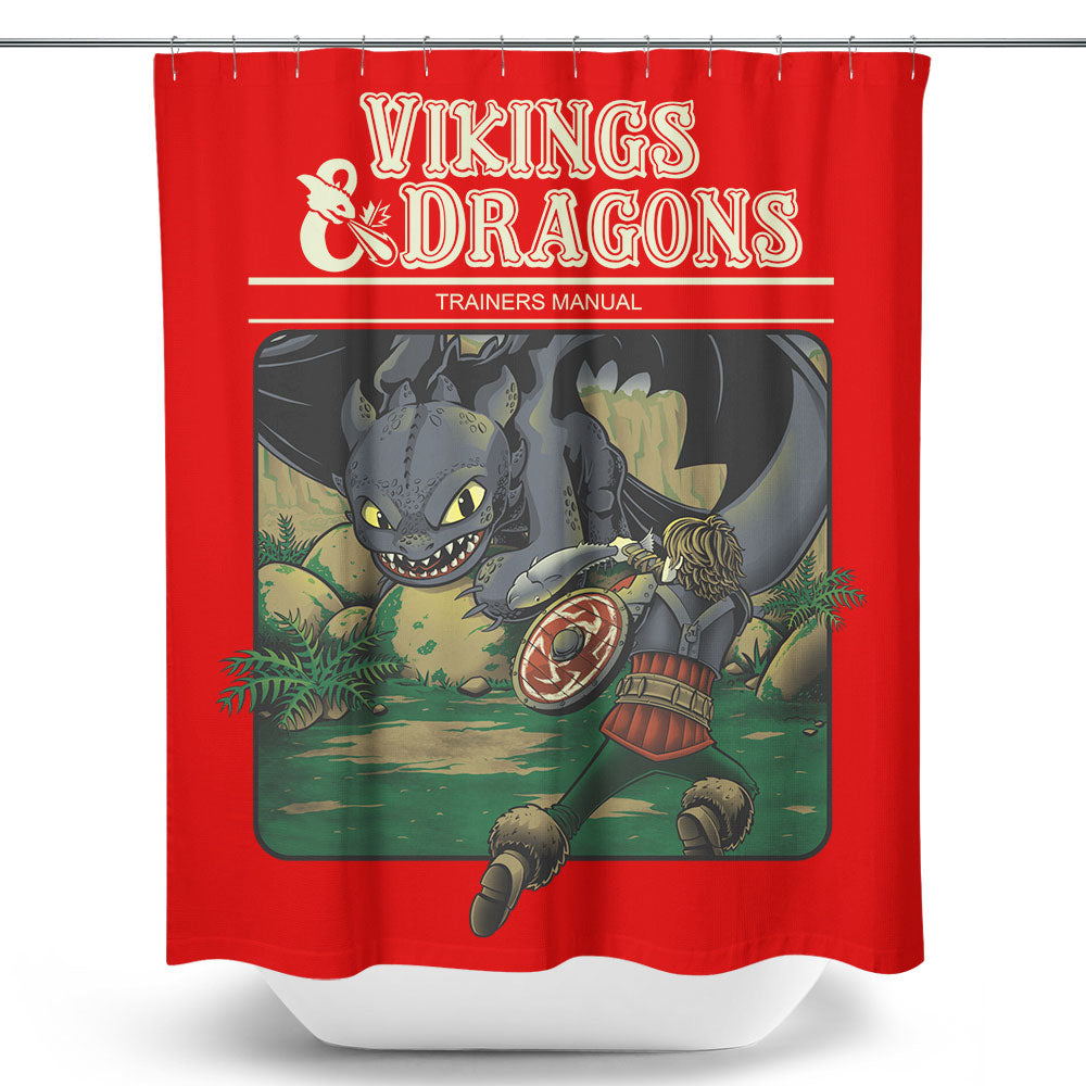 Vikings and Dragons - Shower Curtain