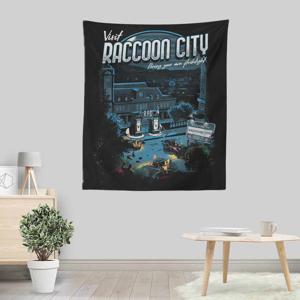 Visit Raccoon City - Wall Tapestry