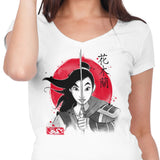 Warrior Princess Sumi-e - Women's V-Neck