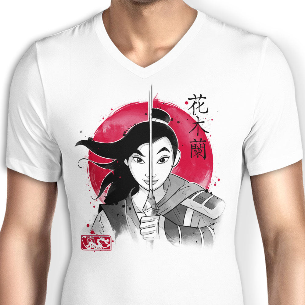 Warrior Princess Sumi-e - Men's V-Neck
