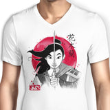 Warrior Princess Sumi-e - Men's V-Neck