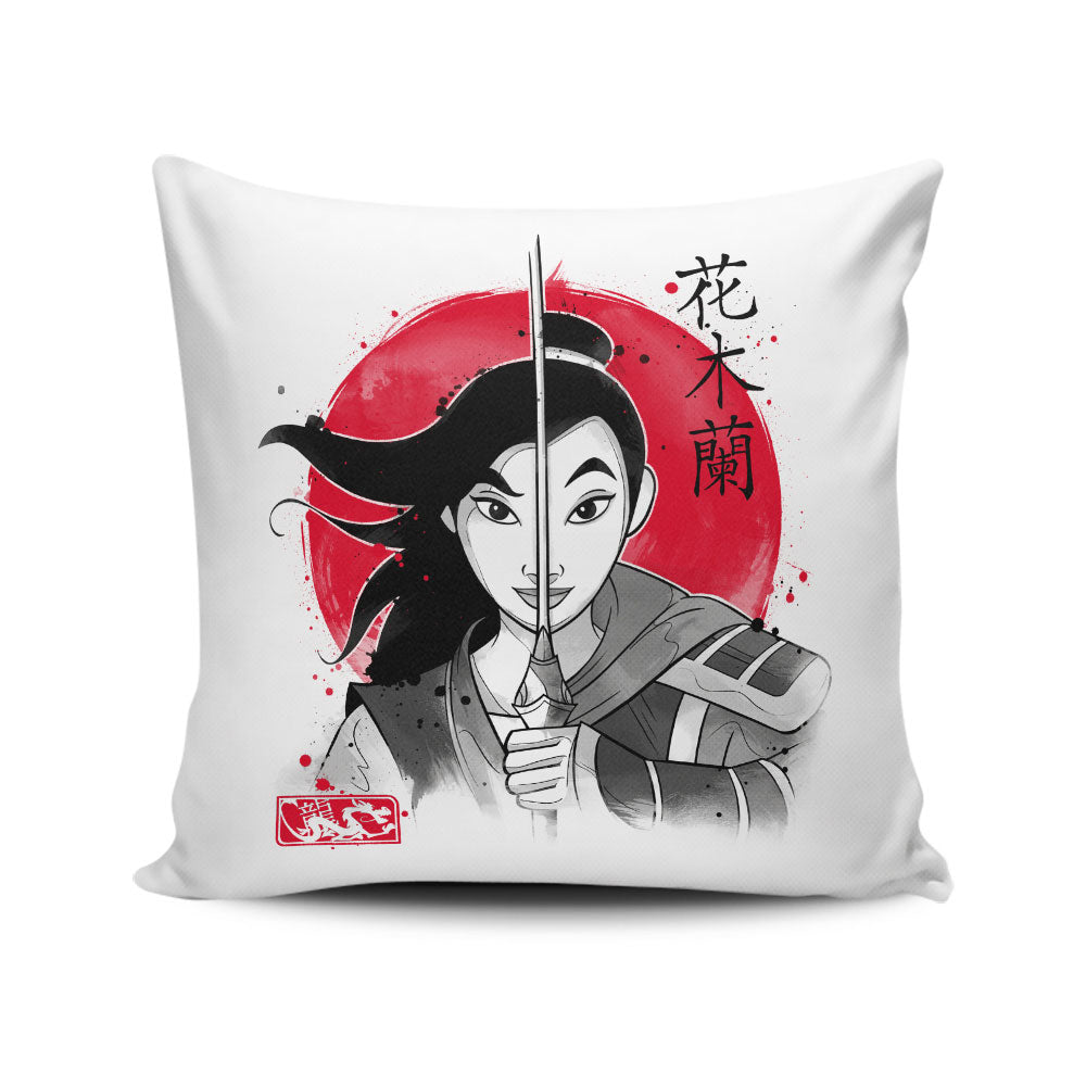 Warrior Princess Sumi-e - Throw Pillow