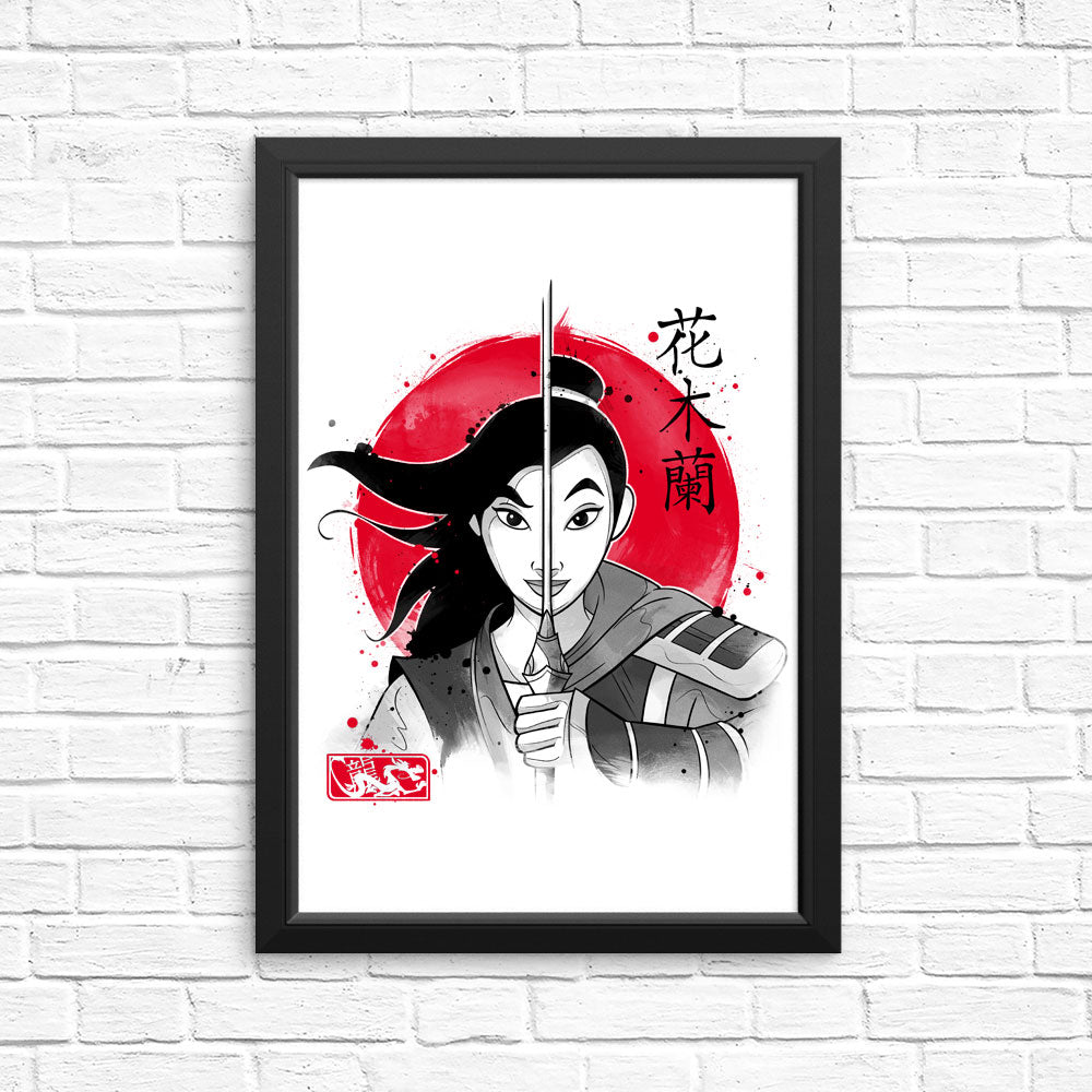 Warrior Princess Sumi-e - Posters & Prints