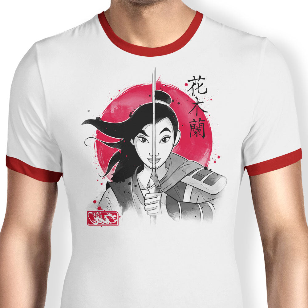 Warrior Princess Sumi-e - Ringer T-Shirt