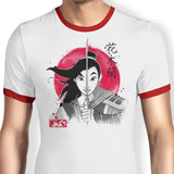 Warrior Princess Sumi-e - Ringer T-Shirt
