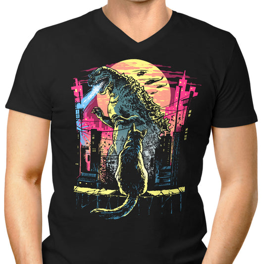 Watching the Kaiju - Men's V-Neck