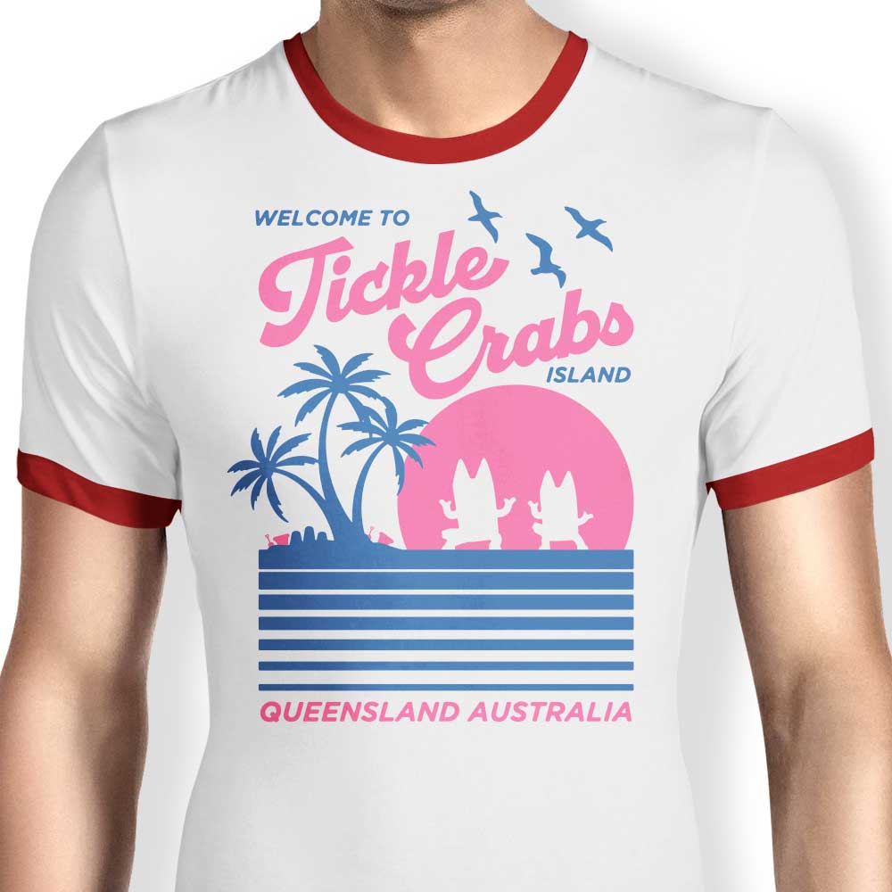 Welcome to Tickle Crabs Island - Ringer T-Shirt