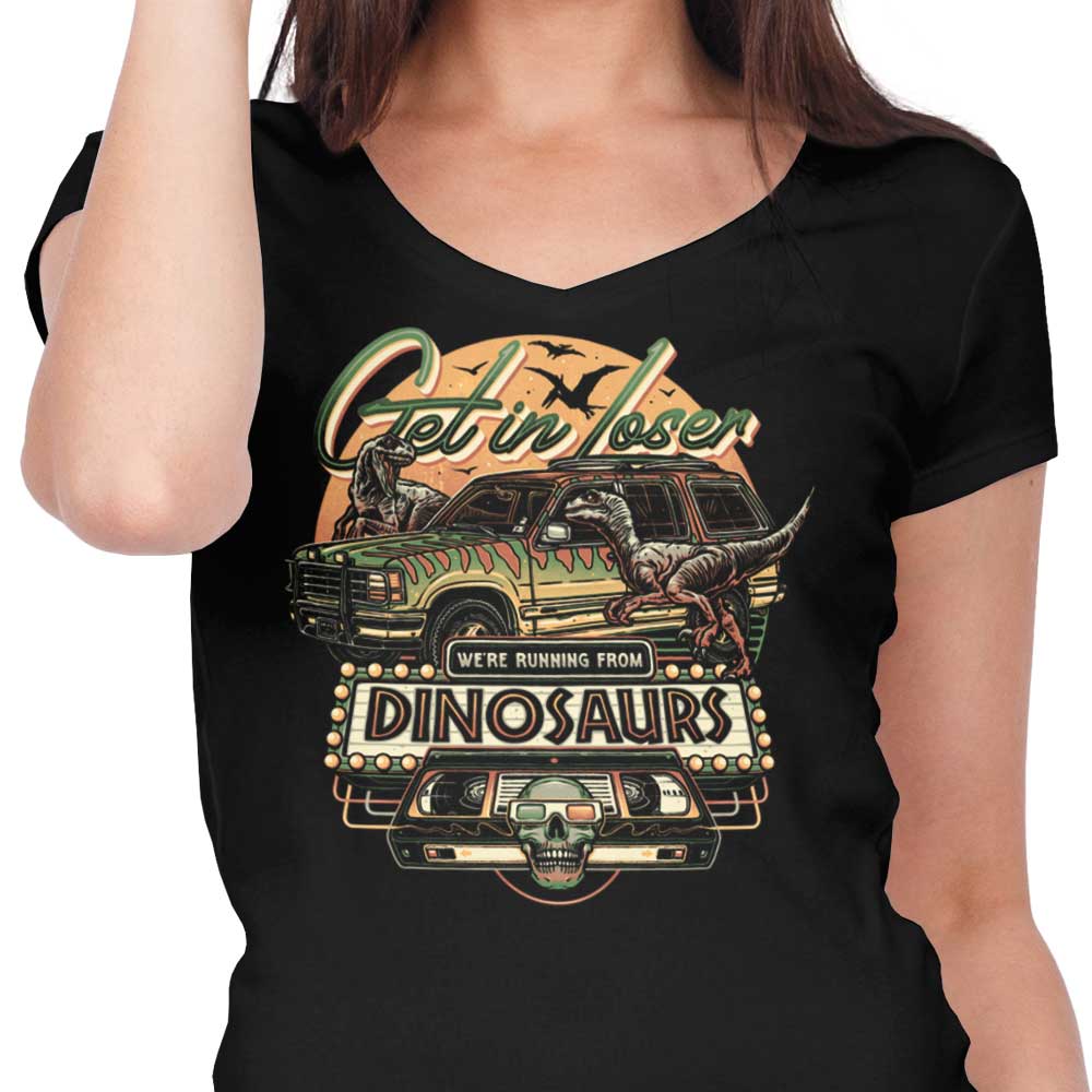 We're Running from Dinosaurs - Women's V-Neck