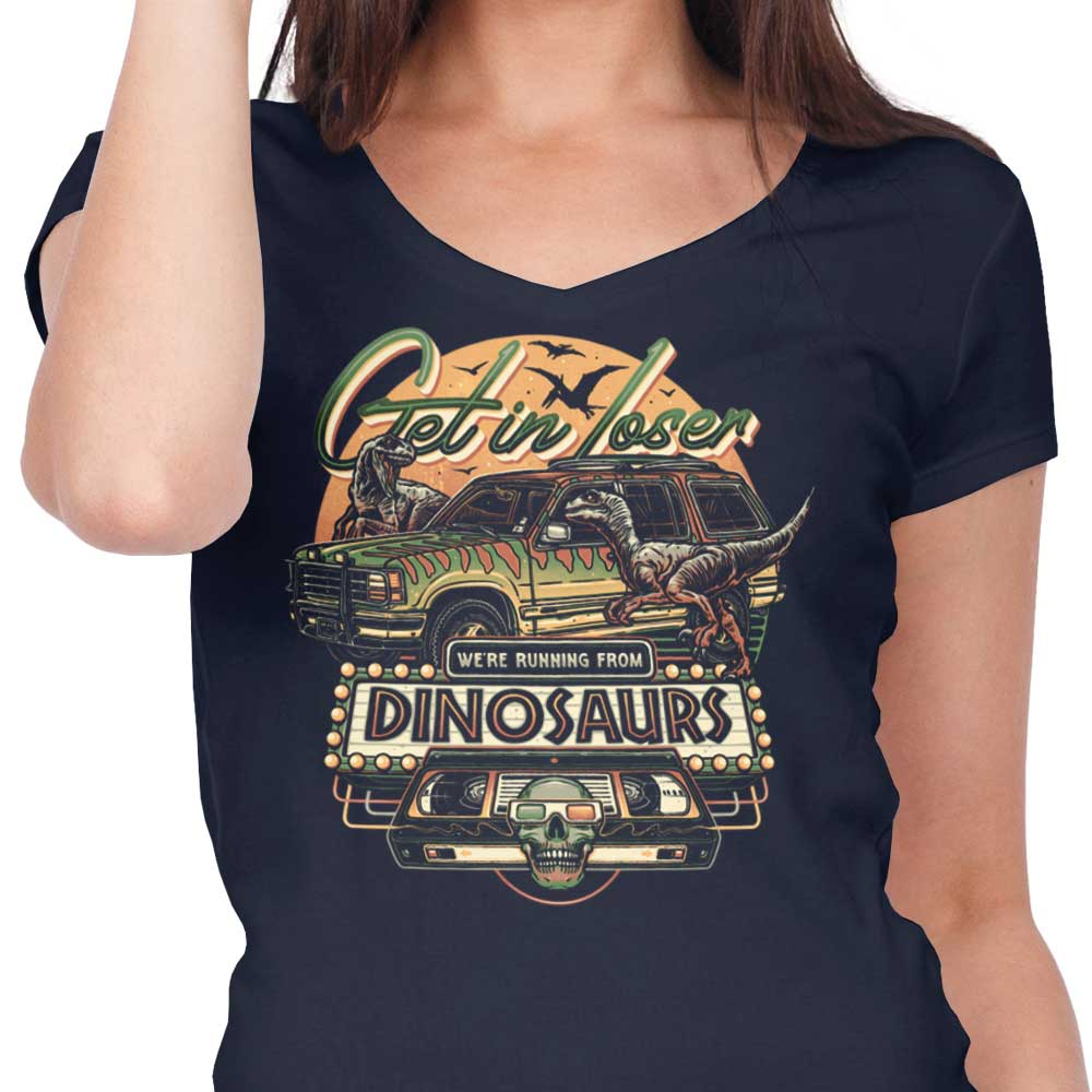 We're Running from Dinosaurs - Women's V-Neck