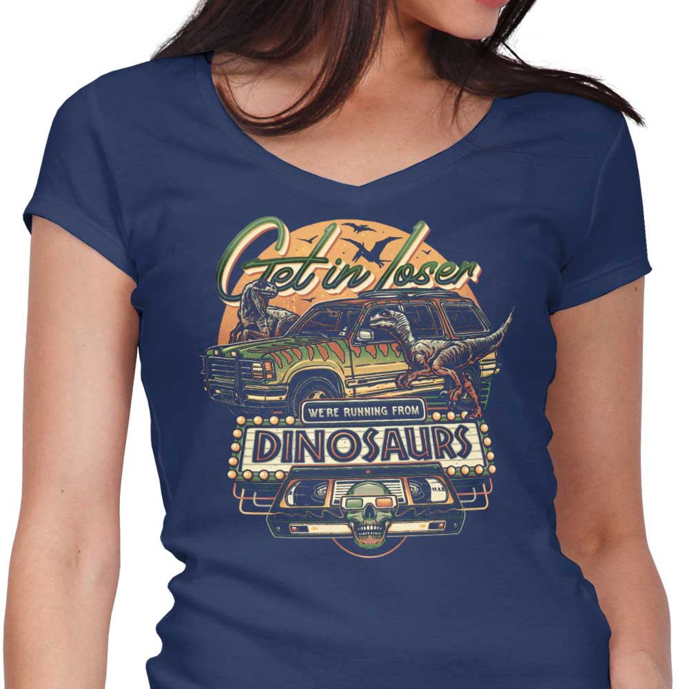 We're Running from Dinosaurs - Women's V-Neck