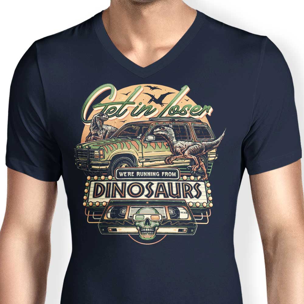 We're Running from Dinosaurs - Men's V-Neck