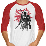 White Wolf Sumi-e - 3/4 Sleeve Raglan T-Shirt