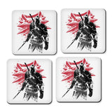 White Wolf Sumi-e - Coasters