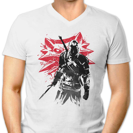 White Wolf Sumi-e - Men's V-Neck