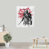 White Wolf Sumi-e - Wall Tapestry