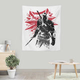 White Wolf Sumi-e - Wall Tapestry