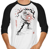 World Warrior Sumi-e - 3/4 Sleeve Raglan T-Shirt