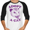 Adopt a Cat - 3/4 Sleeve Raglan T-Shirt