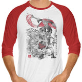 Between Worlds Sumi-e - 3/4 Sleeve Raglan T-Shirt