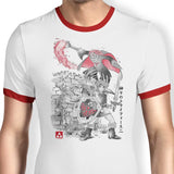 Between Worlds Sumi-e - Ringer T-Shirt