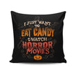 Candy and Horror Movies - Throw Pillow