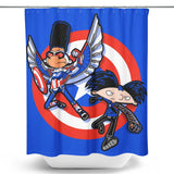 Captain Tallhair and Football Soldier - Shower Curtain