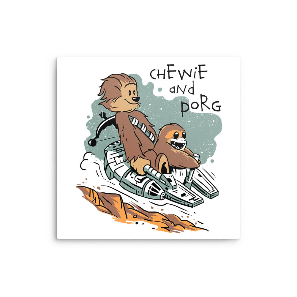 Chewie and Porg - Metal Print