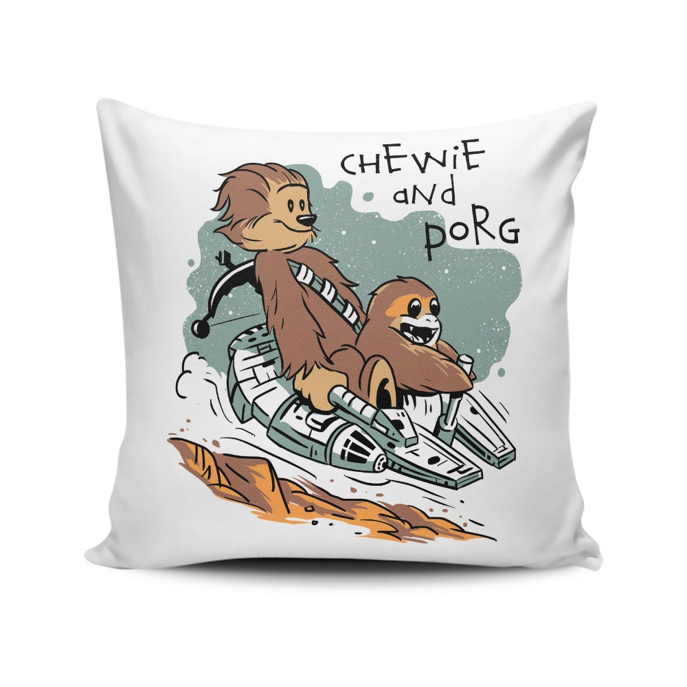 Chewie and Porg - Throw Pillow