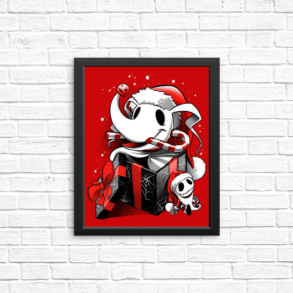 Christmas Ghost Dog - Posters & Prints