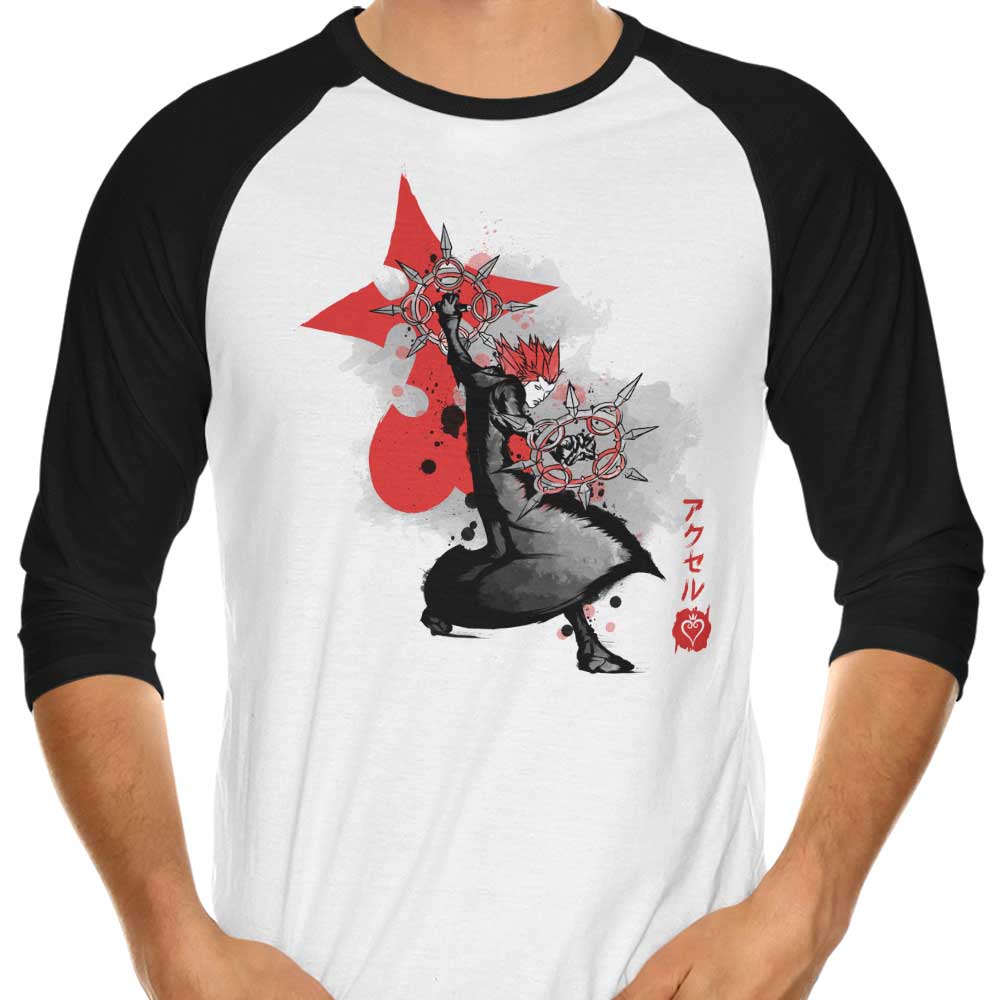 Dancing Flames Sumi-e - 3/4 Sleeve Raglan T-Shirt