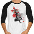 Dancing Flames Sumi-e - 3/4 Sleeve Raglan T-Shirt