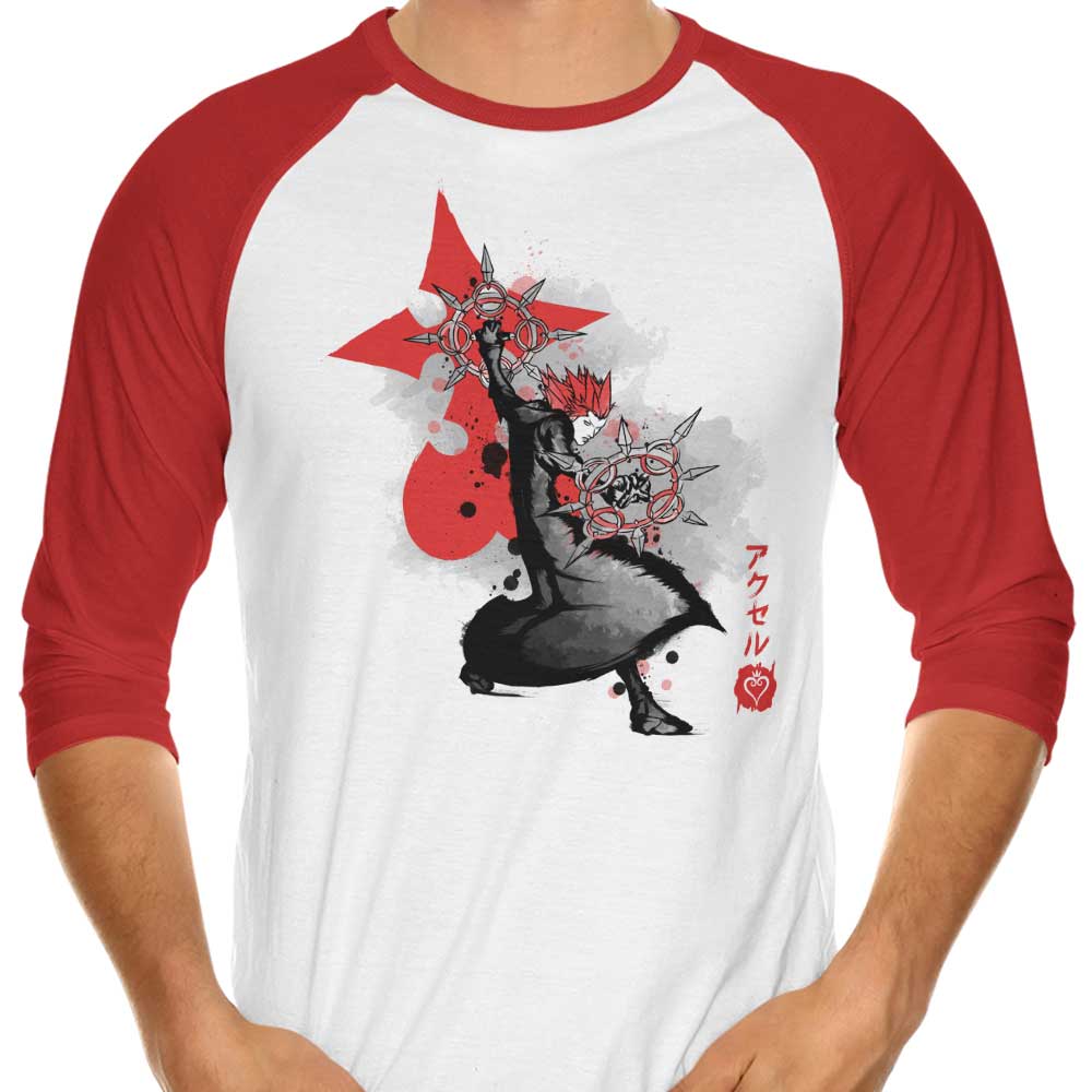 Dancing Flames Sumi-e - 3/4 Sleeve Raglan T-Shirt
