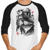 Desert Hunter Sumi-e - 3/4 Sleeve Raglan T-Shirt