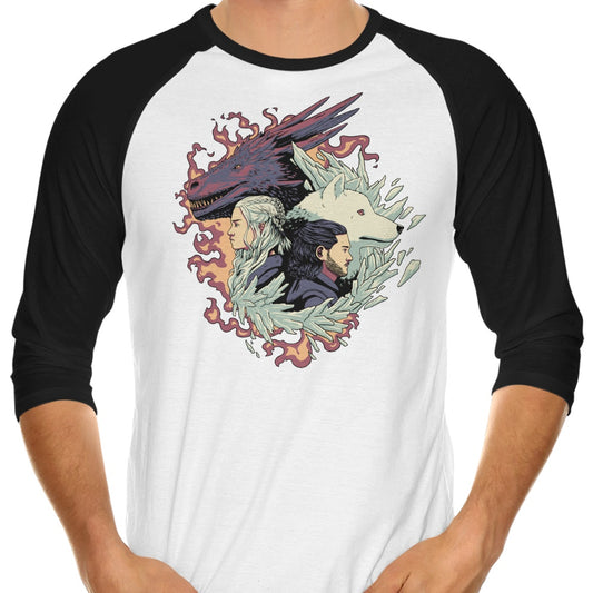 Dragons and Wolves - 3/4 Sleeve Raglan T-Shirt