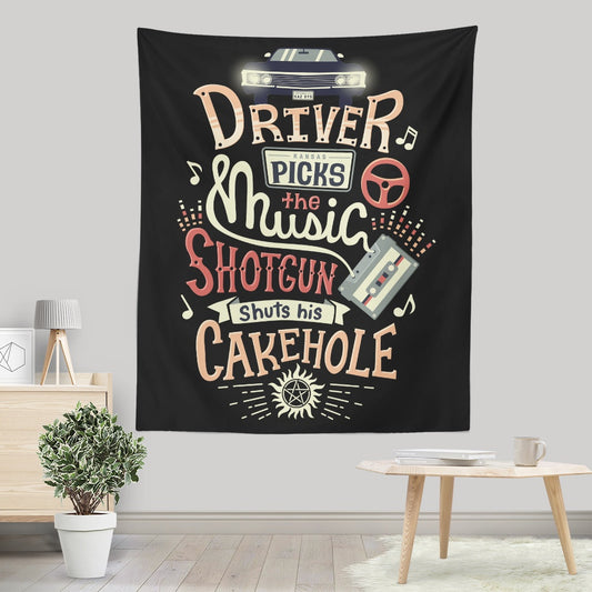 Driver Picks the Music - Wall Tapestry