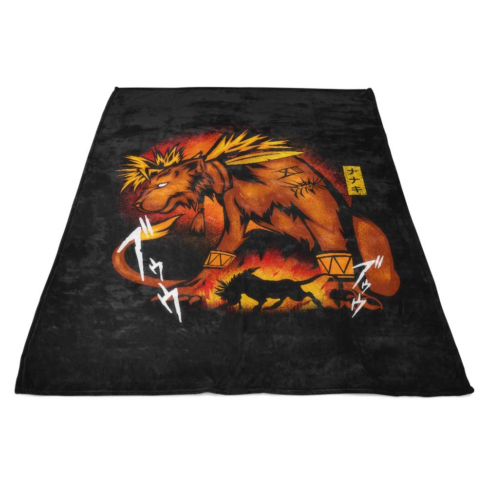 Fire Red Fur - Fleece Blanket