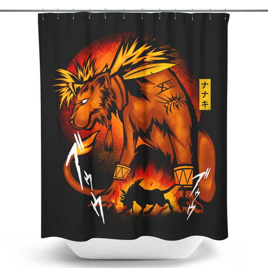 Fire Red Fur - Shower Curtain