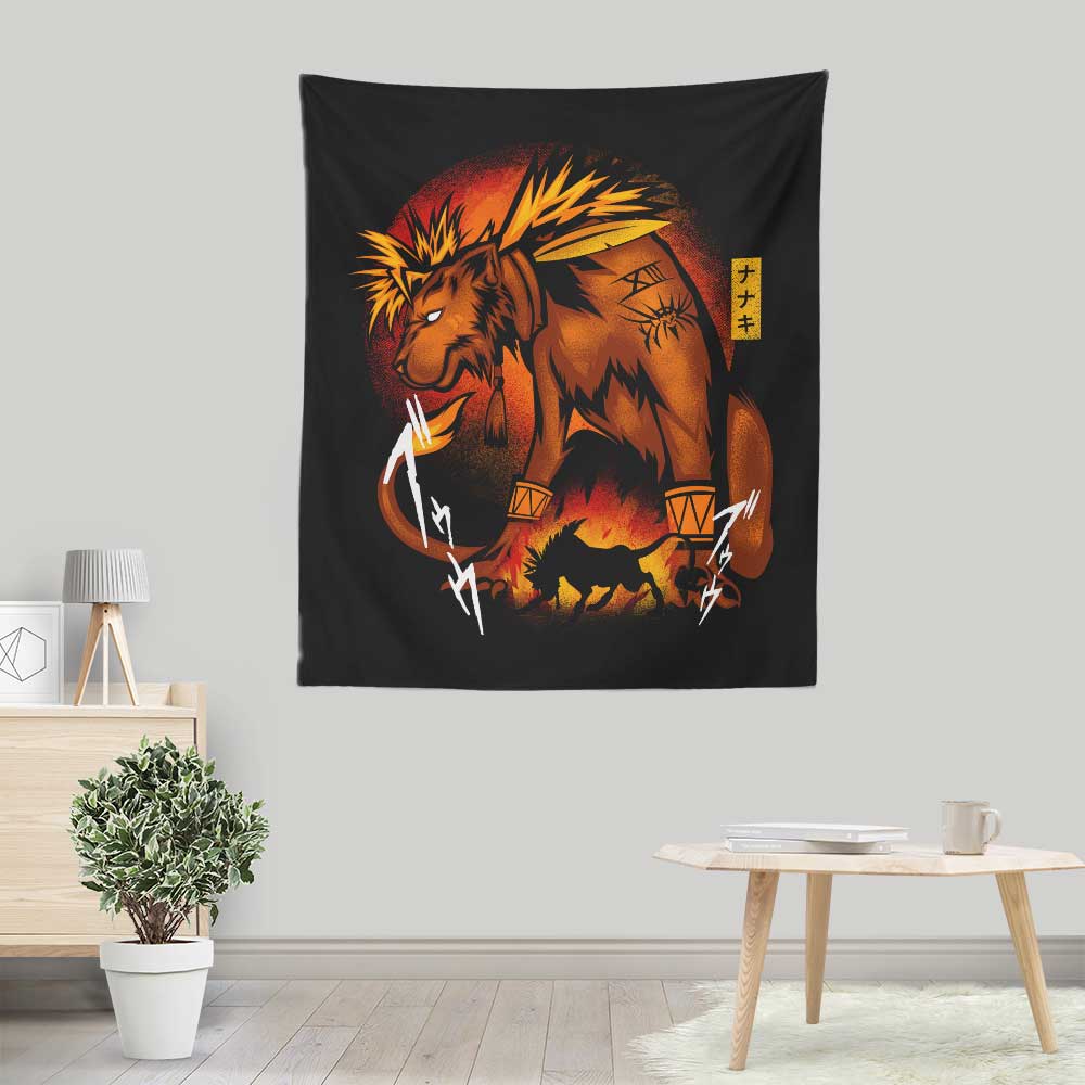 Fire Red Fur - Wall Tapestry