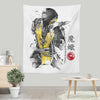 Fire Warrior Sumi-e - Wall Tapestry
