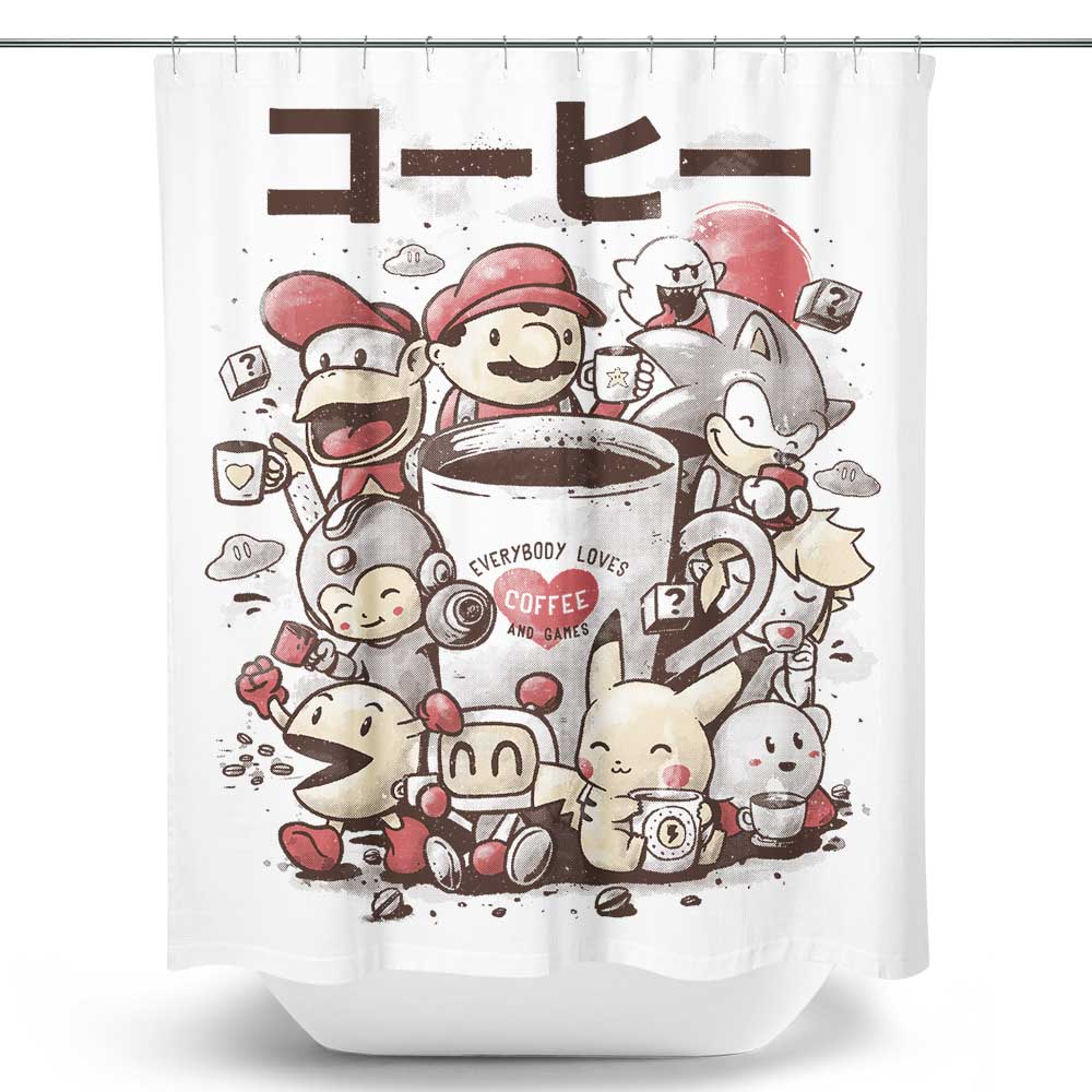 Games and Coffee - Shower Curtain