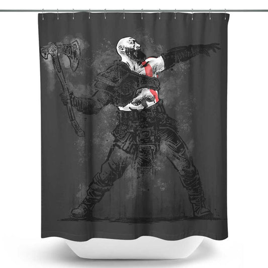 God Throwing Axe - Shower Curtain