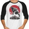 Gojira Rising Sumi-e - 3/4 Sleeve Raglan T-Shirt
