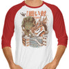Kaiju Food Fight - 3/4 Sleeve Raglan T-Shirt