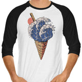 Kanagawa Ice Cream - 3/4 Sleeve Raglan T-Shirt