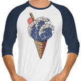 Kanagawa Ice Cream - 3/4 Sleeve Raglan T-Shirt