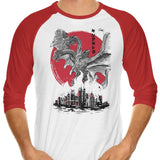 King of Terror Rising Sumi-e - 3/4 Sleeve Raglan T-Shirt